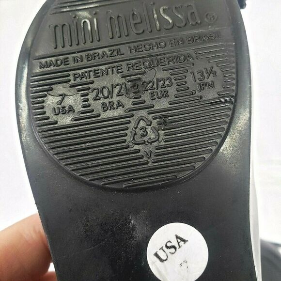 Mini Melissa girls size 7 black cat ultragirl mary jane peep toe hook and loop - Picture 8 of 12